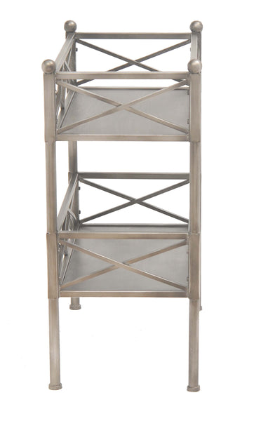 Stylish Brushed Silver 2 Shelf Serving Cart or Bookcase