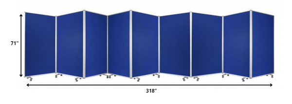 318" x 1" x 71" Blue, Metal, 9 Panel, Screen