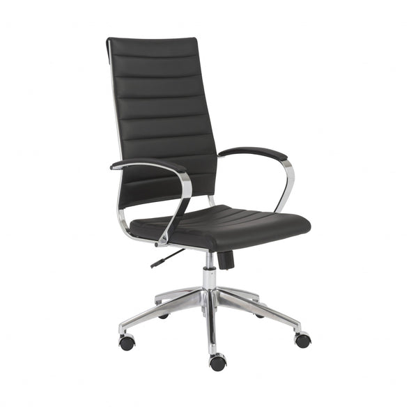 22.25" X 27" X 45.25" High Back Office Chair in Black with Aluminum Base