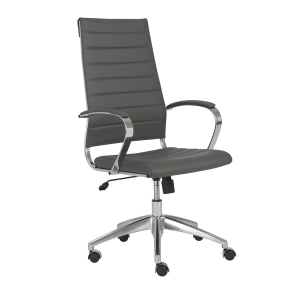 22.25" X 27" X 45.25" High Back Office Chair in Gray with Aluminum Base