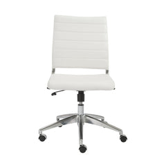 22.84" X 24.61" X 38.98" Armless Low Back Office Chair in White with Aluminum Base
