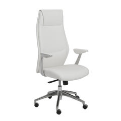 25.50" X 27" X 50" High Back Office Chair in White with Polished Aluminum Base
