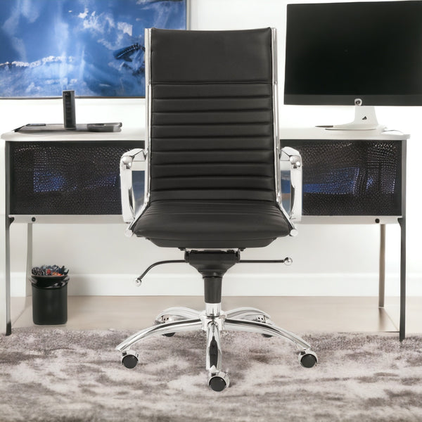 26.38" X 25.60" X 45.08" High Back Office Chair in Black with Chromed Steel Base