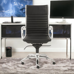26.38" X 25.60" X 45.08" High Back Office Chair in Black with Chromed Steel Base