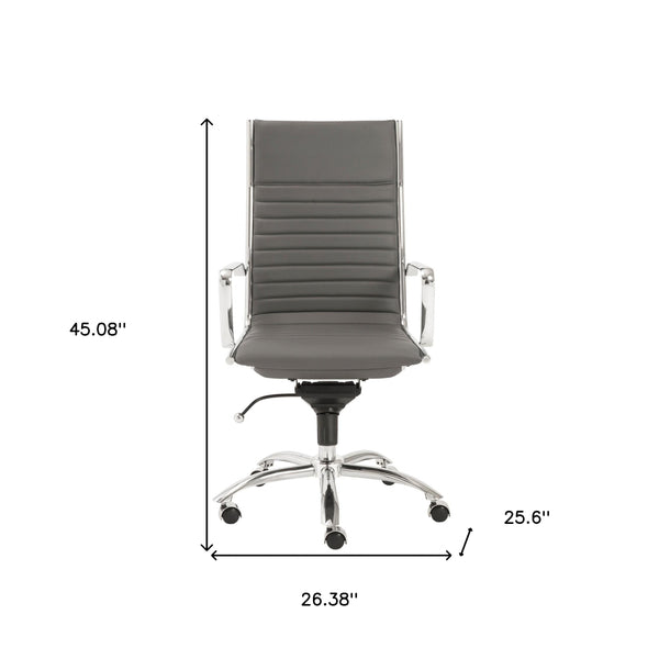 26.38" X 25.60" X 45.08" High Back Office Chair in Gray with Chromed Steel Base