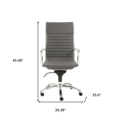 26.38" X 25.60" X 45.08" High Back Office Chair in Gray with Chromed Steel Base