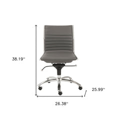 26.38" X 25.99" X 38.19" Low Back Office Chair without Armrests in Gray with Chromed Steel Base
