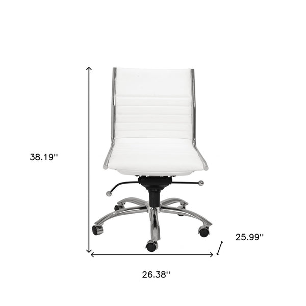 26.38" X 25.99" X 38.19" Low Back Office Chair without Armrests in White with Chromed Steel Base
