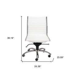 26.38" X 25.99" X 38.19" Low Back Office Chair without Armrests in White with Chromed Steel Base
