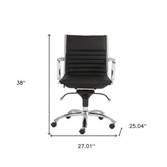 27.01" X 25.04" X 38" Low Back Office Chair in Black with Chromed Steel Base