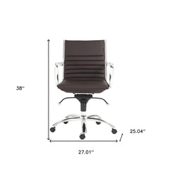 27.01" X 25.04" X 38" Low Back Office Chair in Brown with Chromed Steel Base