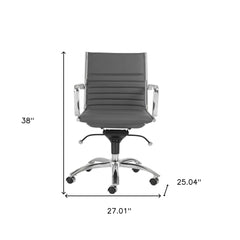 27.01" X 25.04" X 38" Low Back Office Chair in Gray with Chromed Steel Base