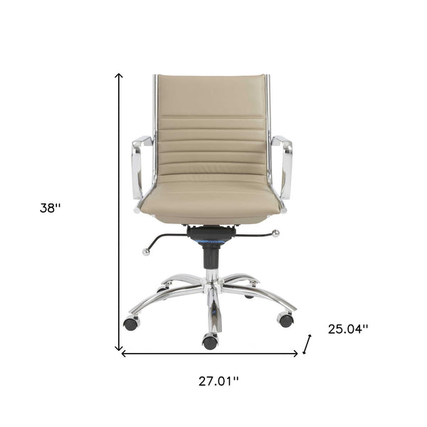 27.01" X 25.04" X 38" Low Back Office Chair in Taupe with Chromed Steel Base