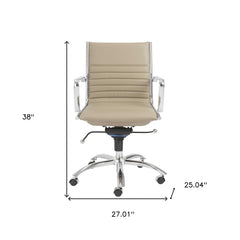 27.01" X 25.04" X 38" Low Back Office Chair in Taupe with Chromed Steel Base