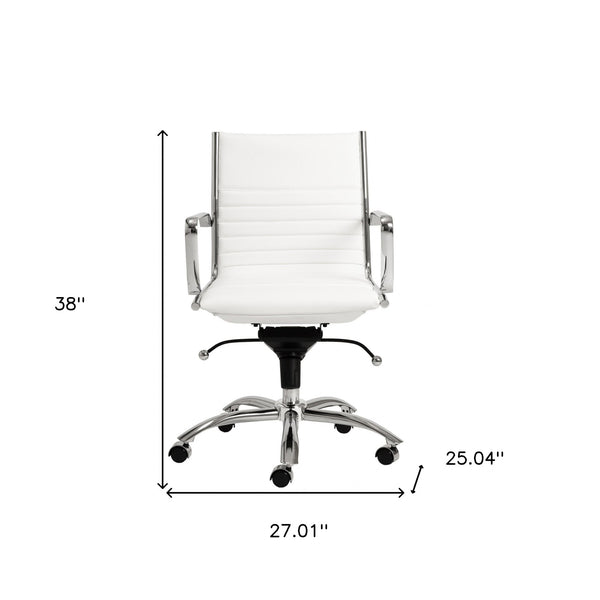 27.01" X 25.04" X 38" Low Back Office Chair in White with Chromed Steel Base