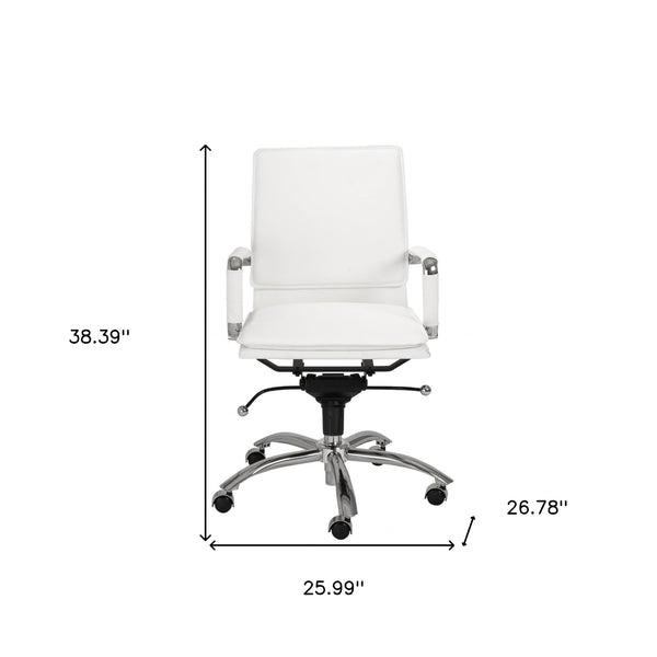 25.99" X 26.78" X 38.39" Low Back Office Chair in White with Chromed Steel Base
