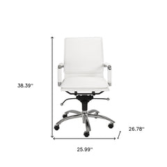 25.99" X 26.78" X 38.39" Low Back Office Chair in White with Chromed Steel Base