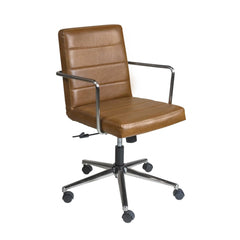 25.20" X 25.20" X 35.83" Low Back Office Chair in Brown with Brushed Nickel Base