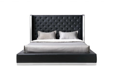 75 X 91 X 60 Black Faux Leather Queen Bed