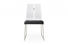 White and Black Faux Leather Metal Dining Chair