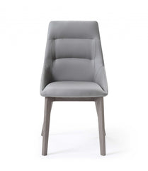 Set of 2 Grey Faux Leather Dining Chairs