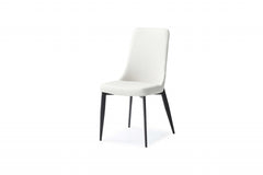 Set of 2 White Faux Leather Metal Dining Chairs