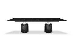 120 X 48 X 30 Black Marble Stainless Steel Dining Table