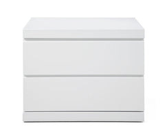 Modern White High Gloss Finish 2 Drawer Nightstand