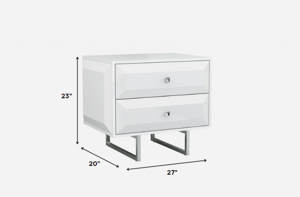 27 X 20 X 23 White Chrome Nightstand