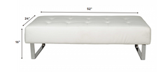 52 X 24 X 16 White Faux Leather Bench