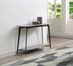 47 X 16 X 30 Grey Oak Metal Console