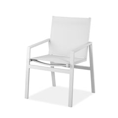 Set of 2 White Aluminum Dining Armed Chairs