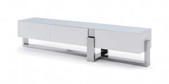 91 X 18 X 19 White Stainless Steel TV Unit