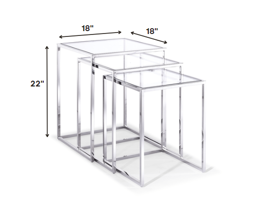 18 X 18 X 22 Clear Stainless Steel Side Table