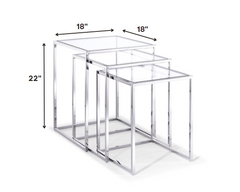 18 X 18 X 22 Clear Stainless Steel Side Table