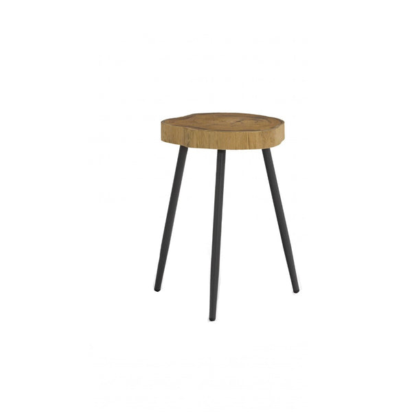 Set of 2 Natural Teak Wood Side Tables