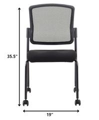 Black Mesh Fabric Rolling Guest Chair