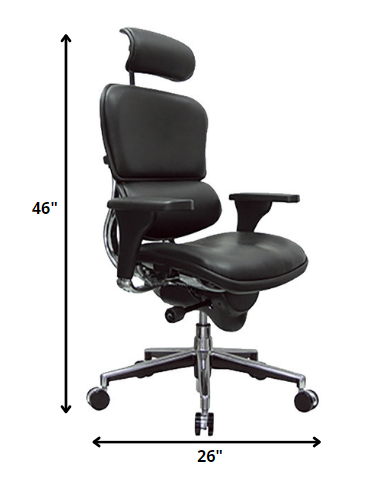 26" x 27.5" x 46" Black Leather Chair