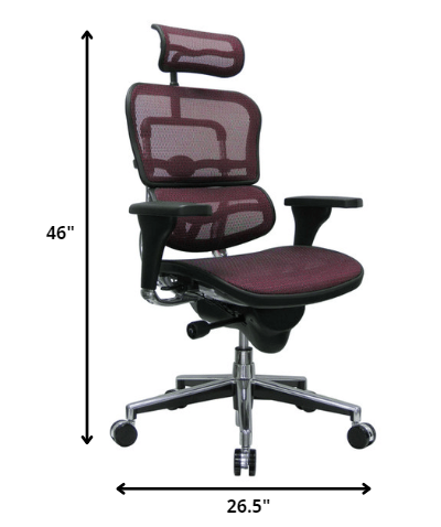 26.5" x 29" x 46"  Plum Red Mesh Chair