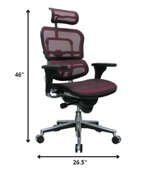 26.5" x 29" x 46"  Plum Red Mesh Chair