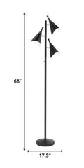 Three Light Floor Lamp in Matte Black Metal