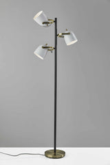 Three Light Floor Lamp with Adjustable White Metal Shades