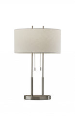 Brushed Steel Dual Pole Metal Table Lamp