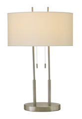 Brushed Steel Dual Pole Metal Table Lamp