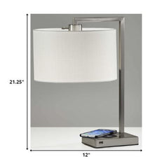 Enhanced Tech Charging Brushed Steel Metal Table Lamp