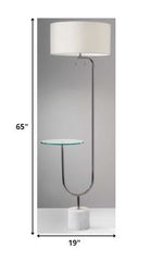 Looped Chrome Floor Lamp with Glass Cocktail Tabletop