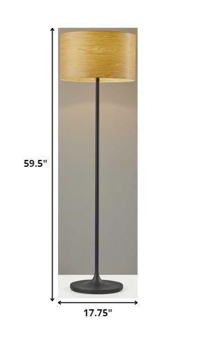 Homespun Wood Grain Floor Lamp with Black Metal Base