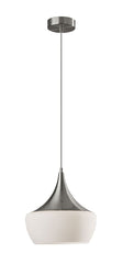 Gnome Alabaster Glass Brushed Steel Pendant Lamp