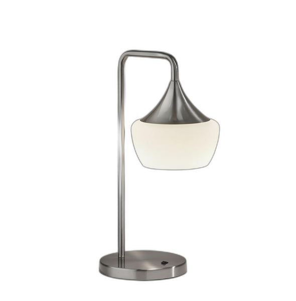 Gnome Alabaster Glass Brushed Steel Table Lamp