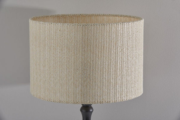 Black Natural Boho Turned Base Table Lamp